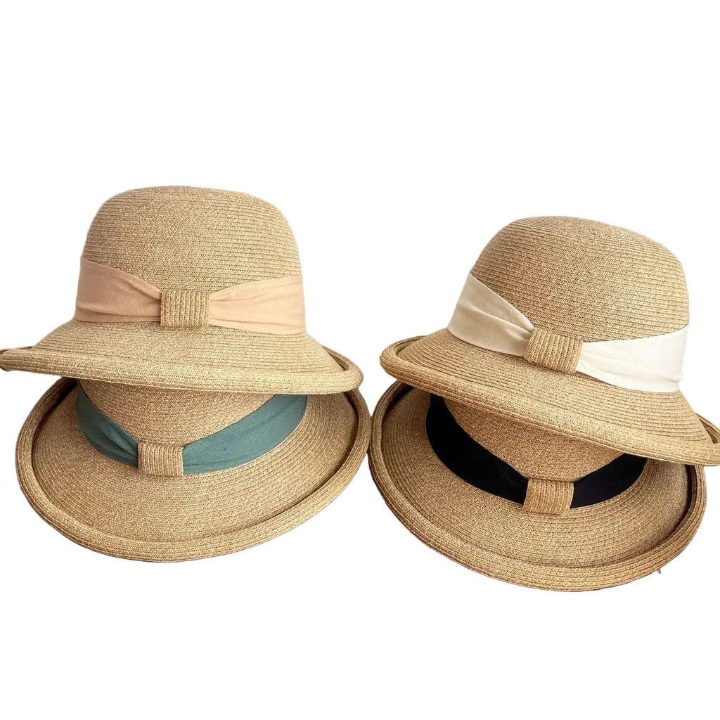 Calabria Sun Straw Rolled Brim Bucket Hat