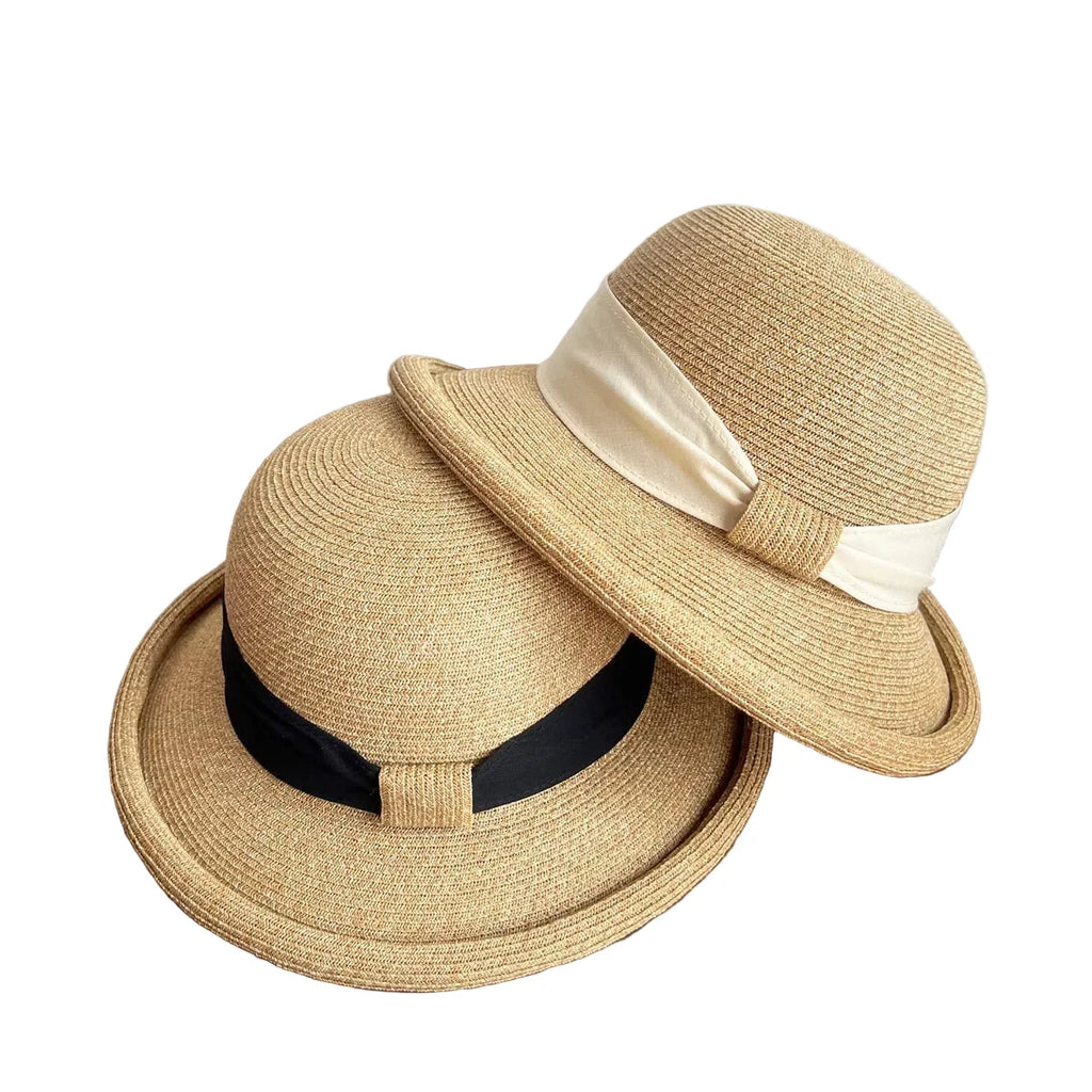 Calabria Sun Straw Rolled Brim Bucket Hat