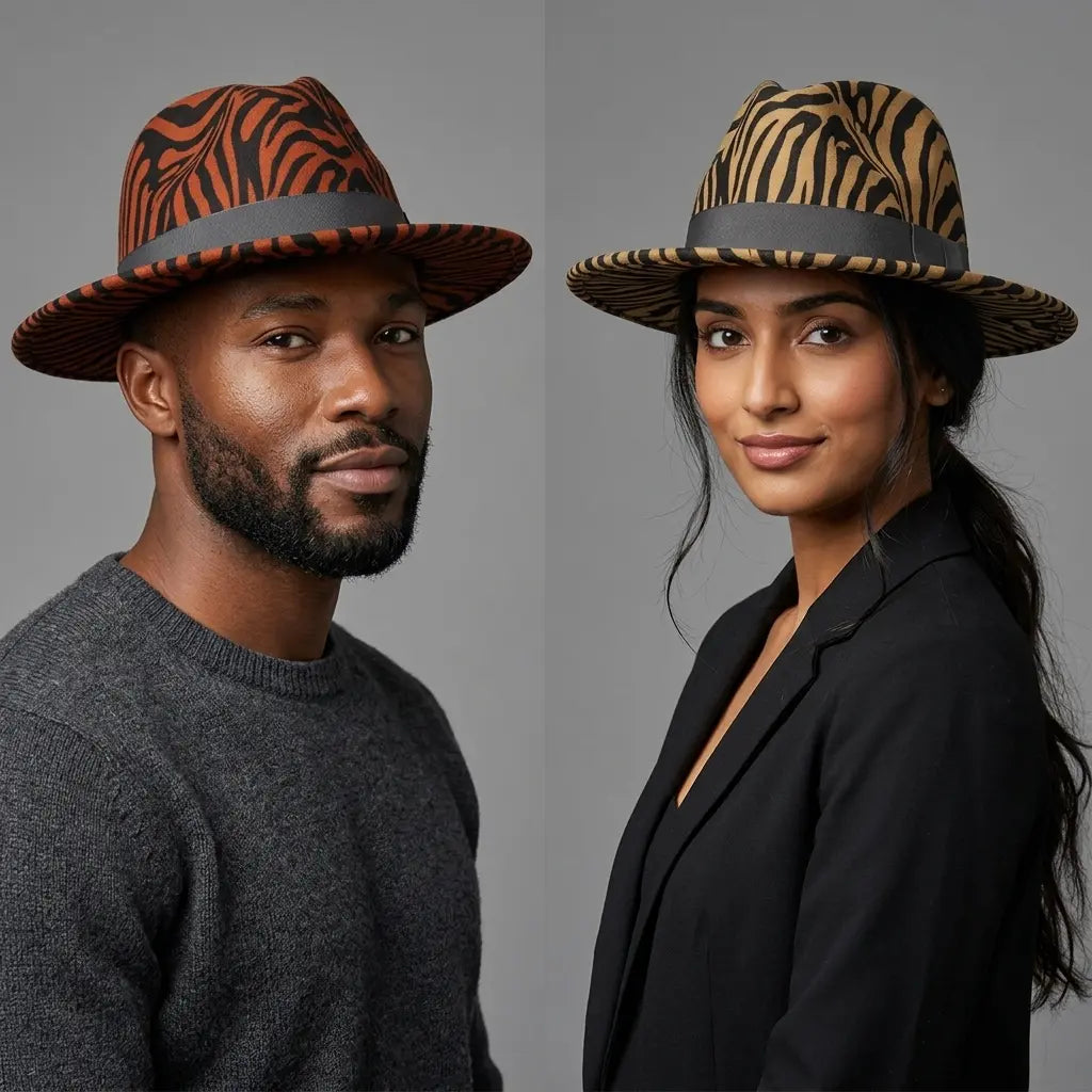 Calabria Zebra Skin Cotton Fedora Hat