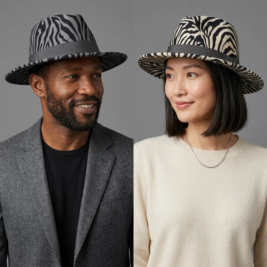 Calabria Zebra Skin Cotton Fedora Hat