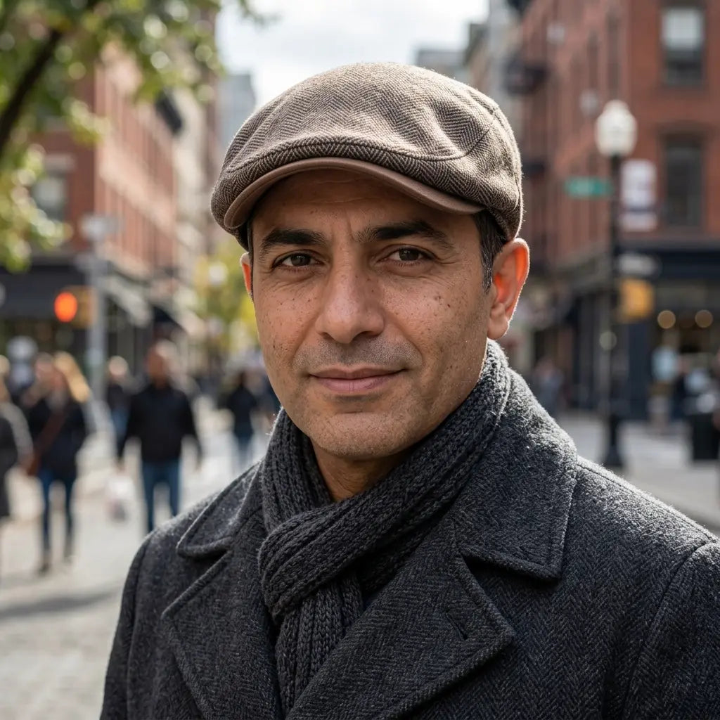 Cambridge Herringbone Wool Flat Cap