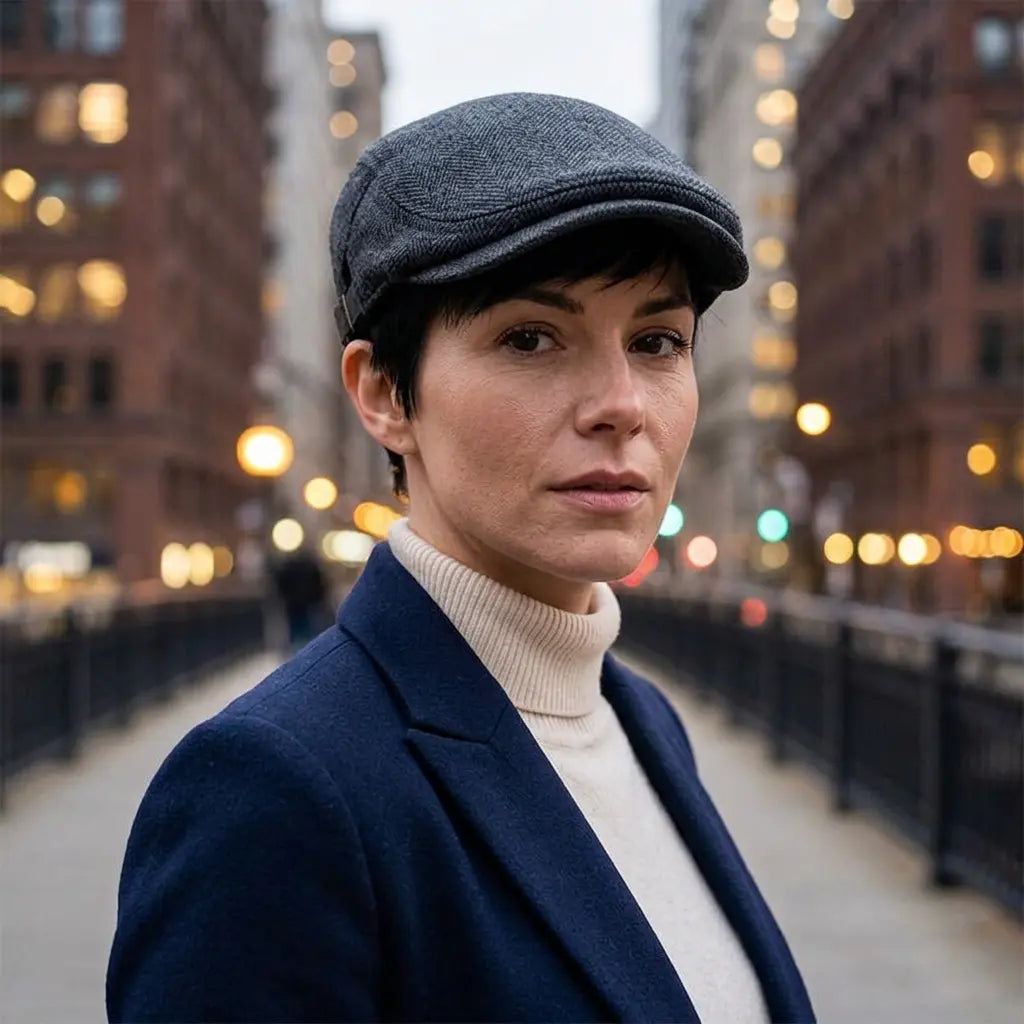 Cambridge Herringbone Wool Flat Cap
