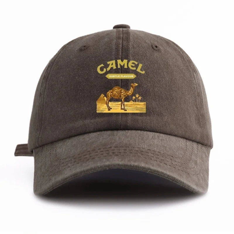 Camel Tobacco Washed Cotton Baseball Cap