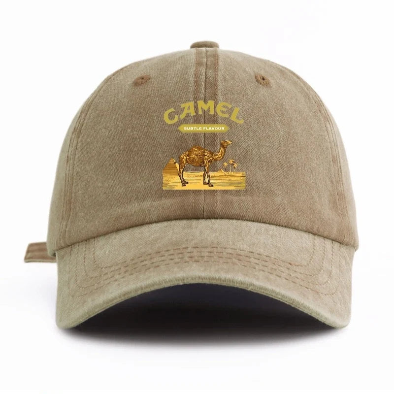 Camel Tobacco Washed Cotton Baseball Cap