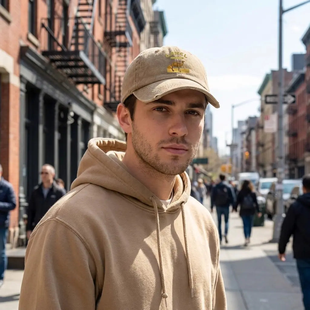 Camel Tobacco Washed Cotton Baseball Cap