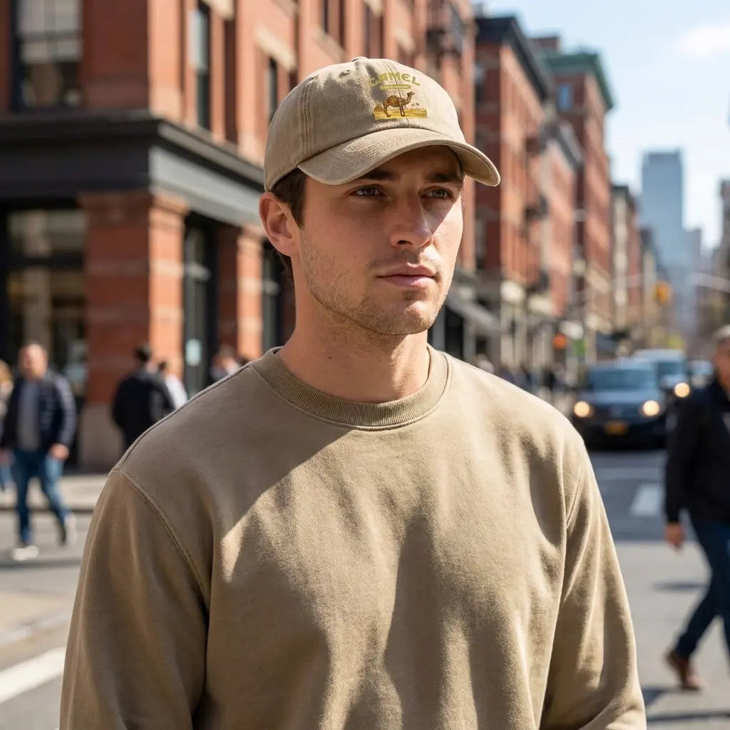 Camel Tobacco Washed Cotton Baseball Cap