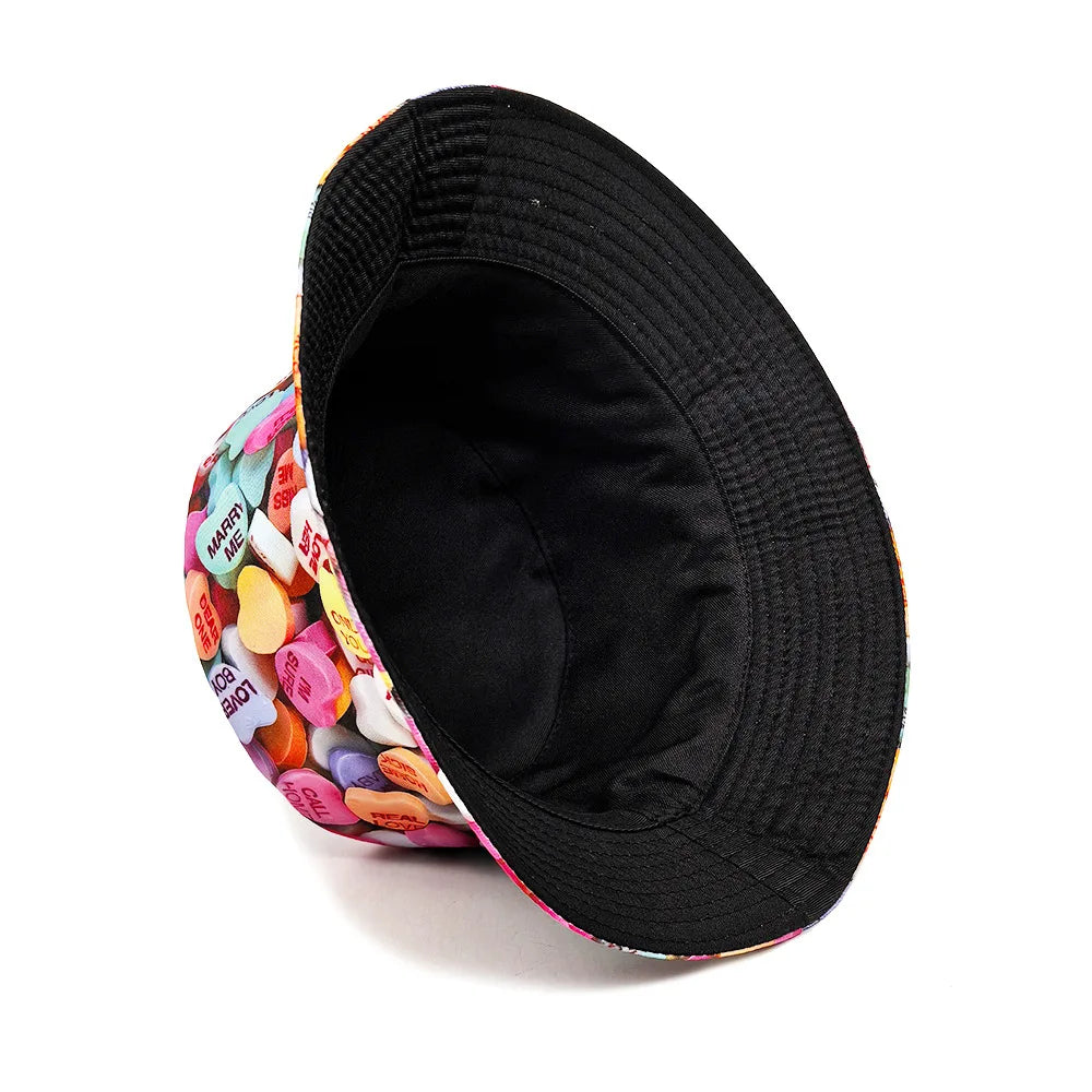 Candy Hearts Multicolor Reversible Bucket Hat