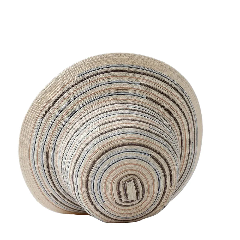 Cannes Summer Striped Straw Wide Brim Bucket Hat