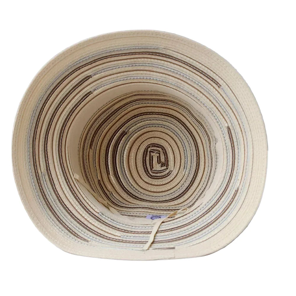 Cannes Summer Striped Straw Wide Brim Bucket Hat
