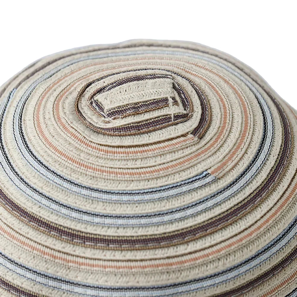 Cannes Summer Striped Straw Wide Brim Bucket Hat