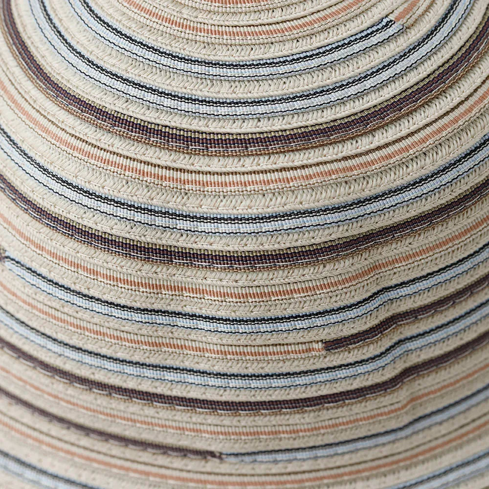 Cannes Summer Striped Straw Wide Brim Bucket Hat