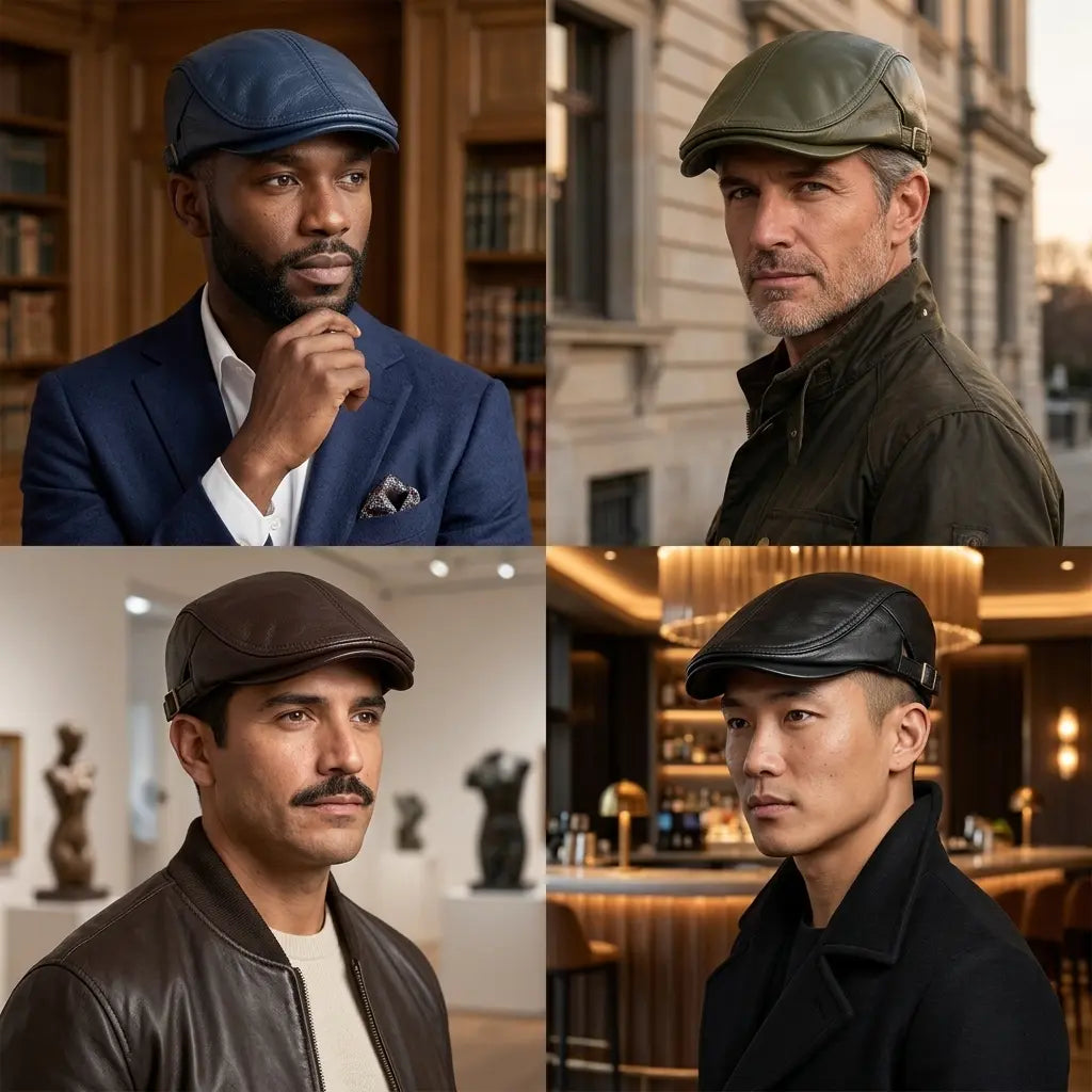 Capote Genuine Leather Flat Cap