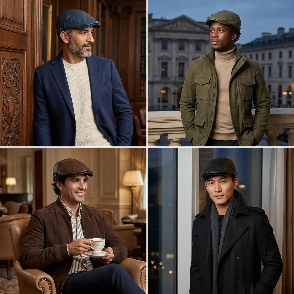 Capote Genuine Leather Flat Cap