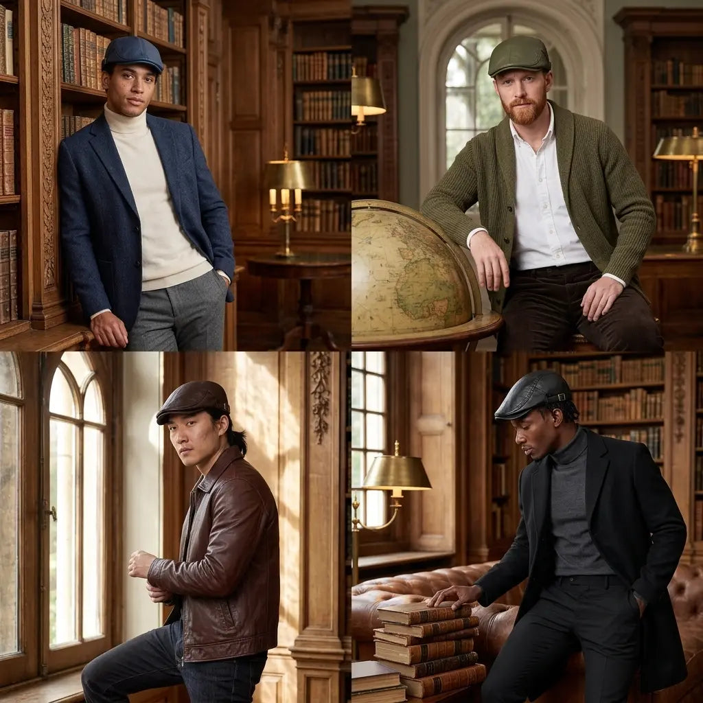 Capote Genuine Leather Flat Cap