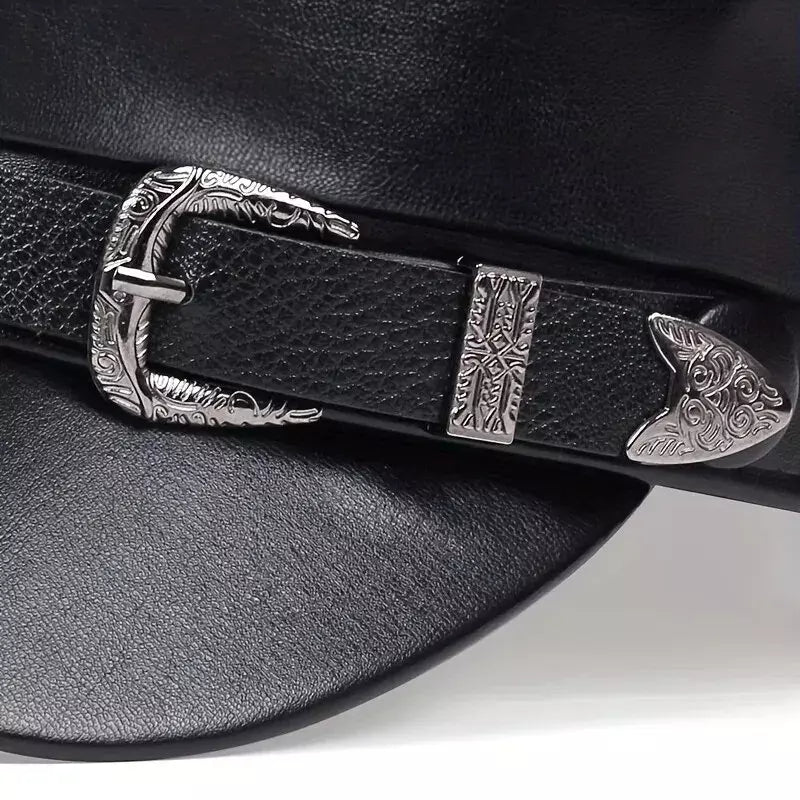 Carennac Black Leather Sailor Cap