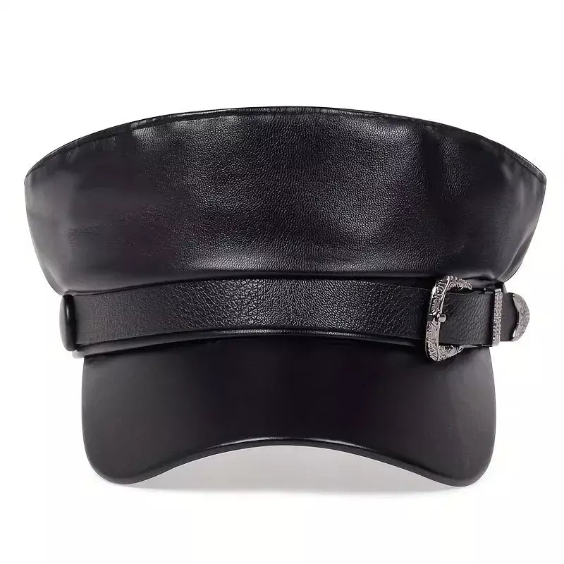 Carennac Black Leather Sailor Cap