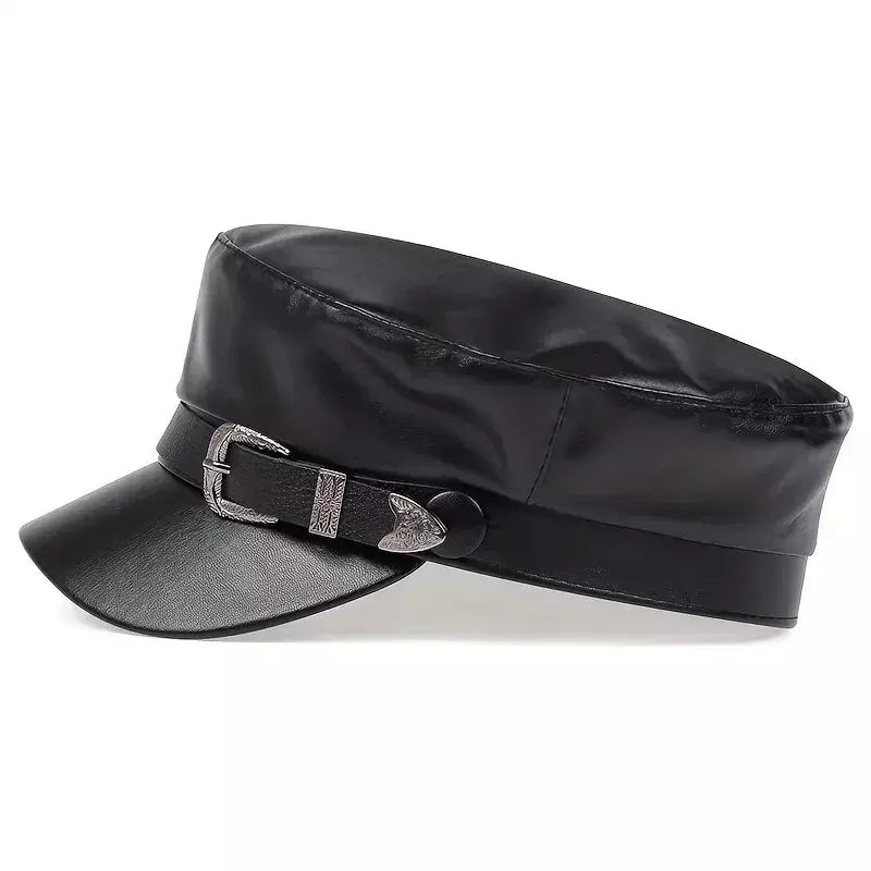 Carennac Black Leather Sailor Cap