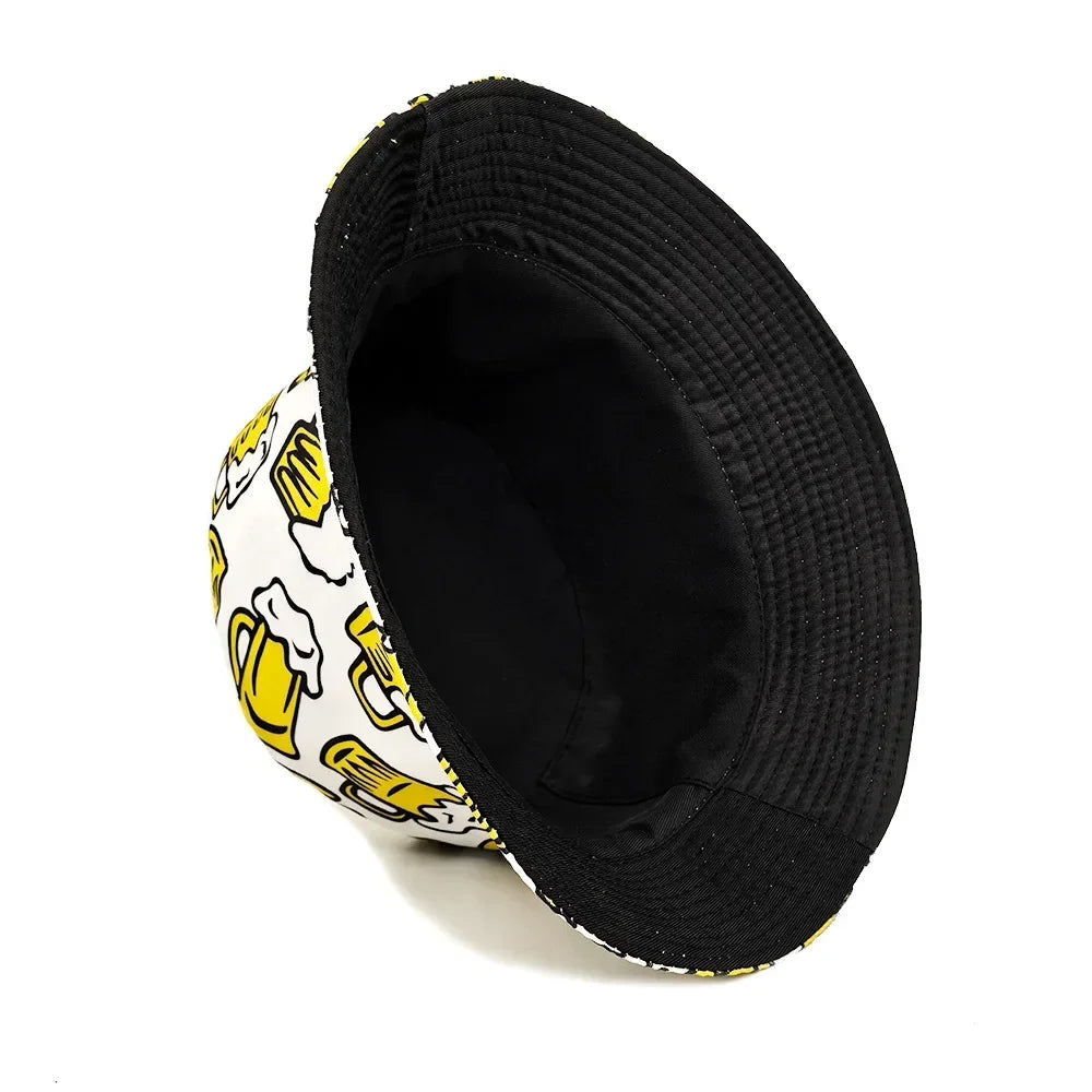 Cartoon Beer Reversible Bucket Hat