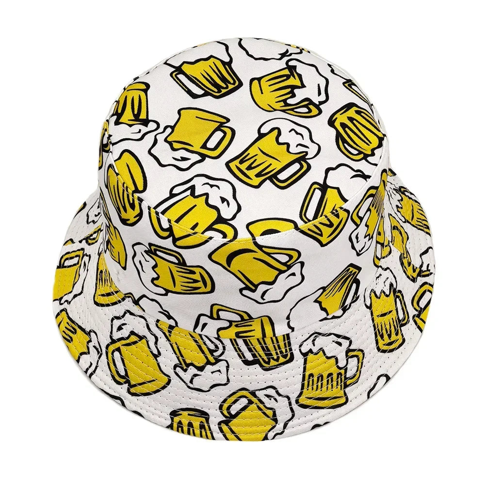 Cartoon Beer Reversible Bucket Hat