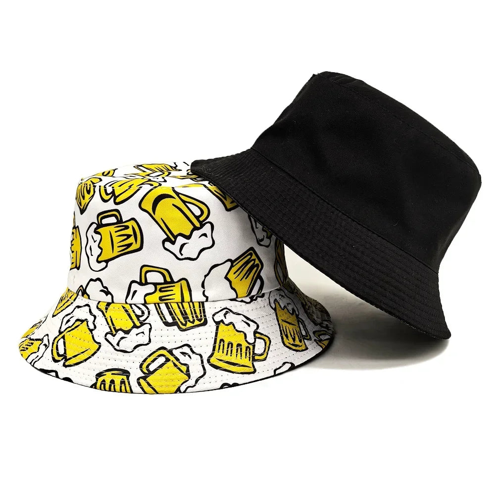 Cartoon Beer Reversible Bucket Hat