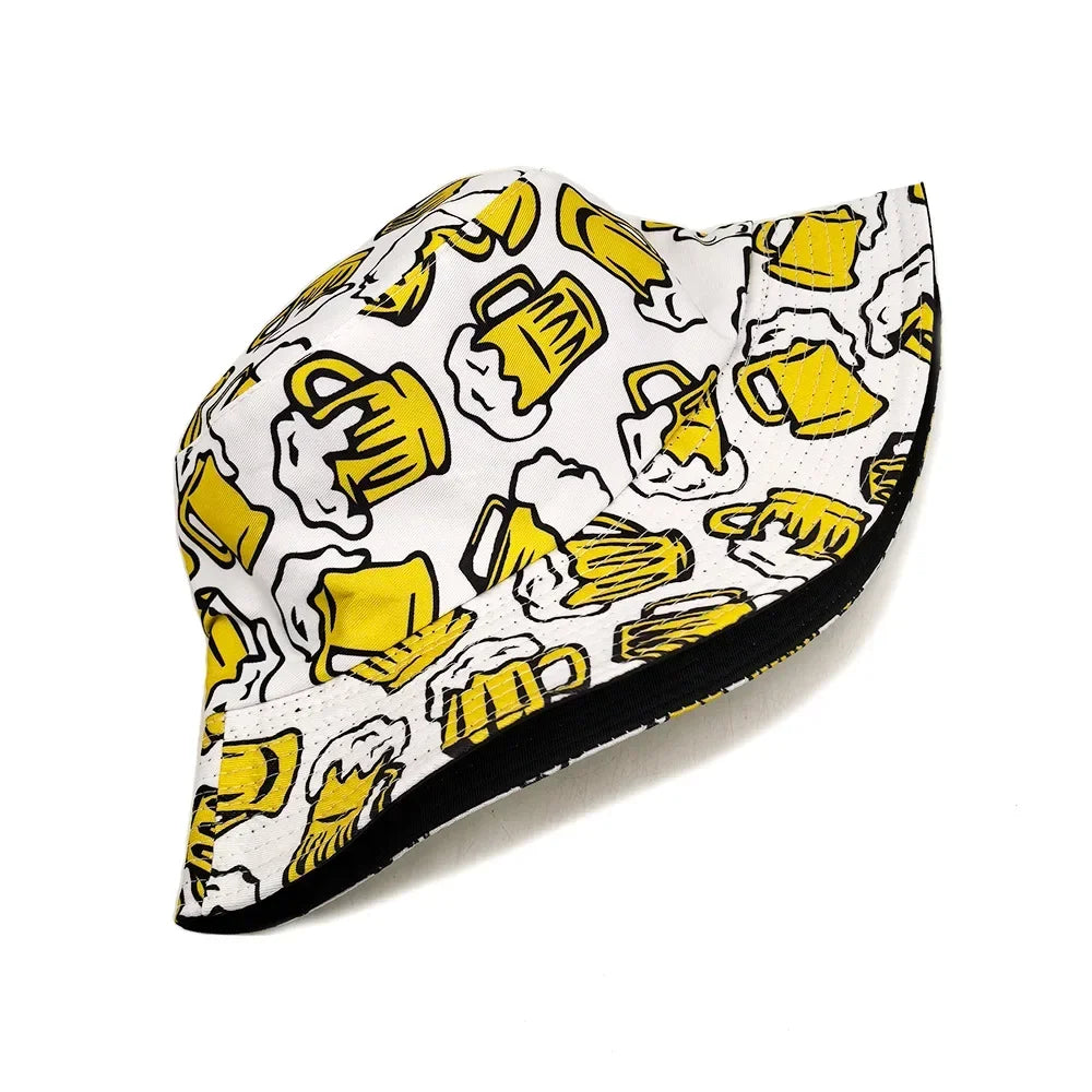 Cartoon Beer Reversible Bucket Hat
