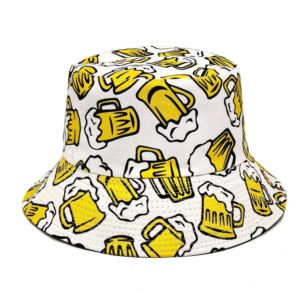 Cartoon Beer Reversible Bucket Hat