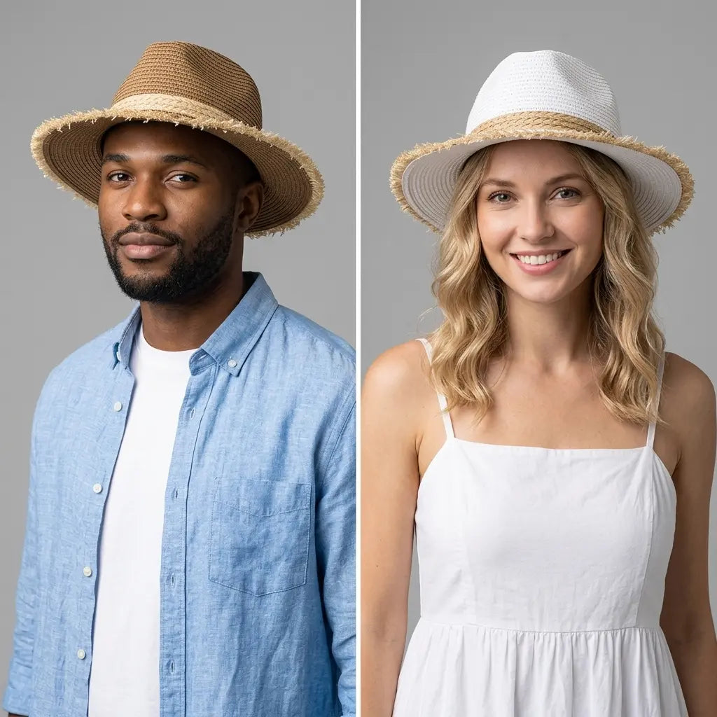 Castelo Summer Straw Tassle Brim Fedora Hat