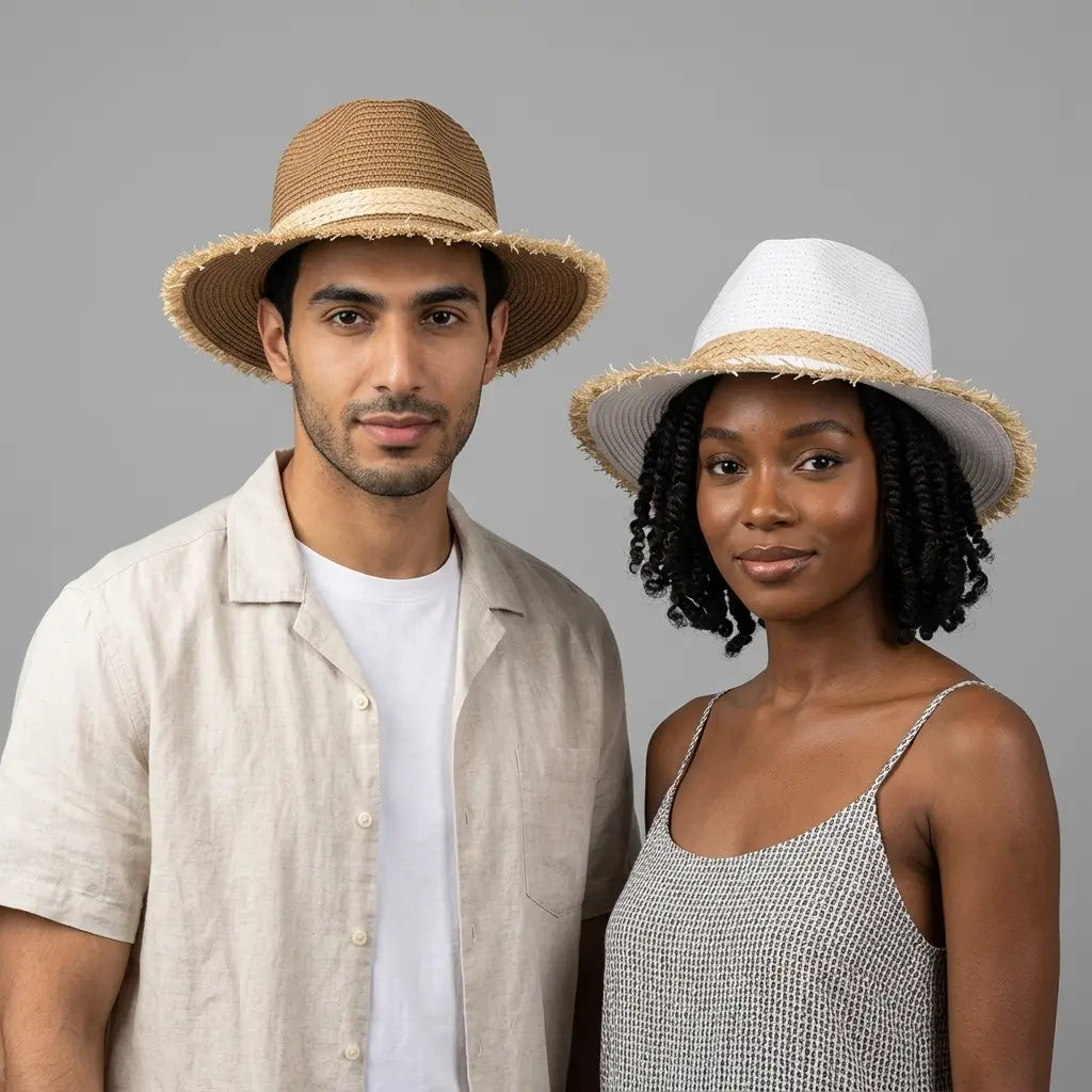 Castelo Summer Straw Tassle Brim Fedora Hat