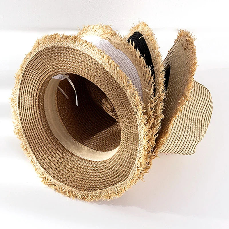 Castelo Summer Straw Tassle Brim Fedora Hat
