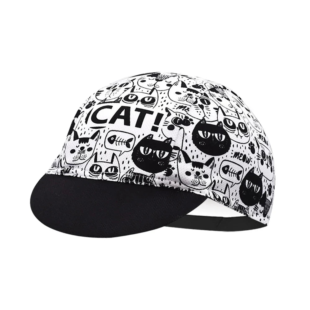 Cat Black & White Cycling Cap