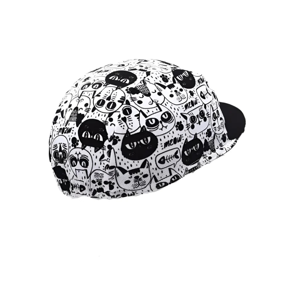 Cat Black & White Cycling Cap