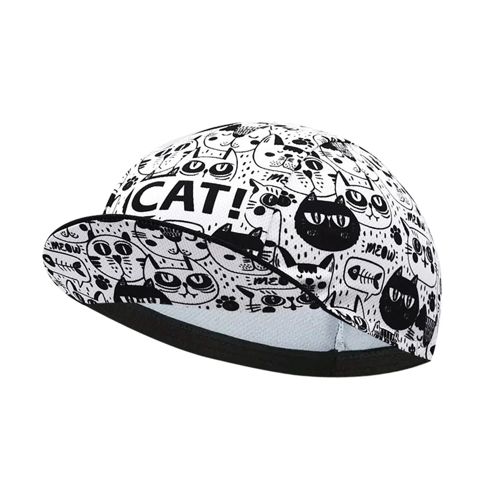 Cat Black & White Cycling Cap