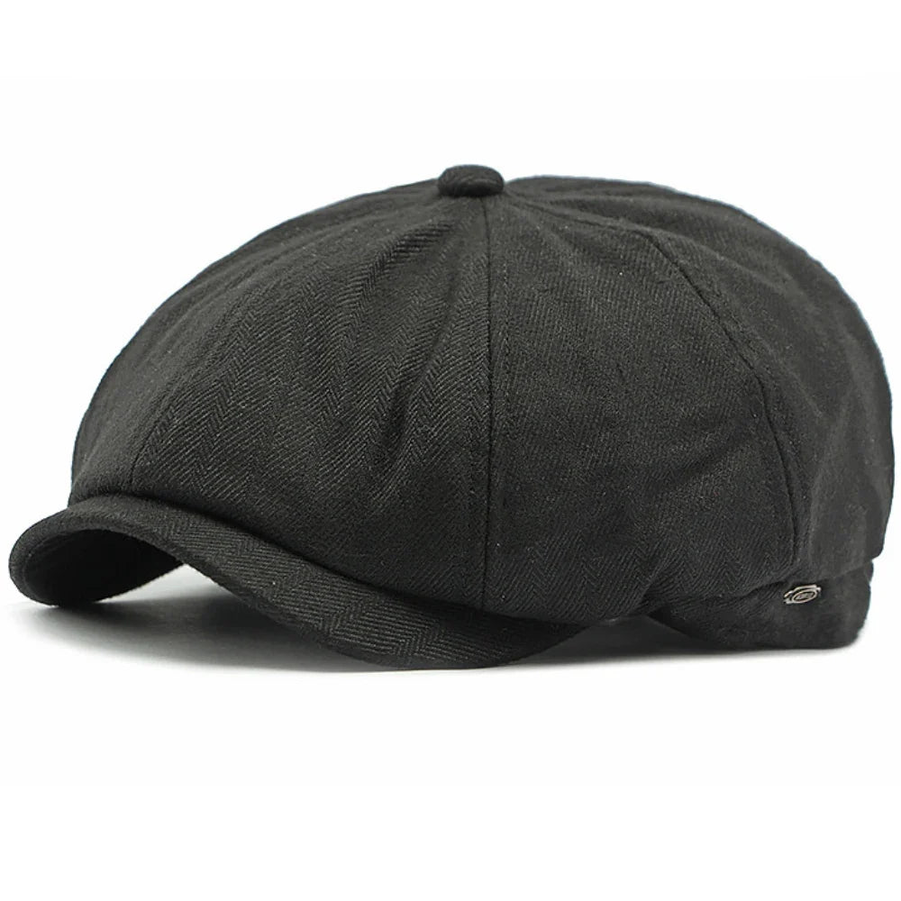 Cezanne Herringbone Cotton Newsboy Cap