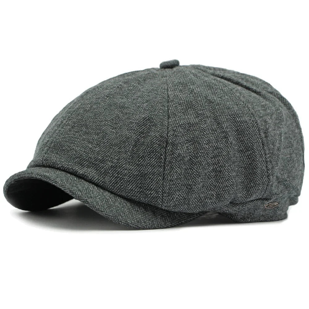 Cezanne Herringbone Cotton Newsboy Cap