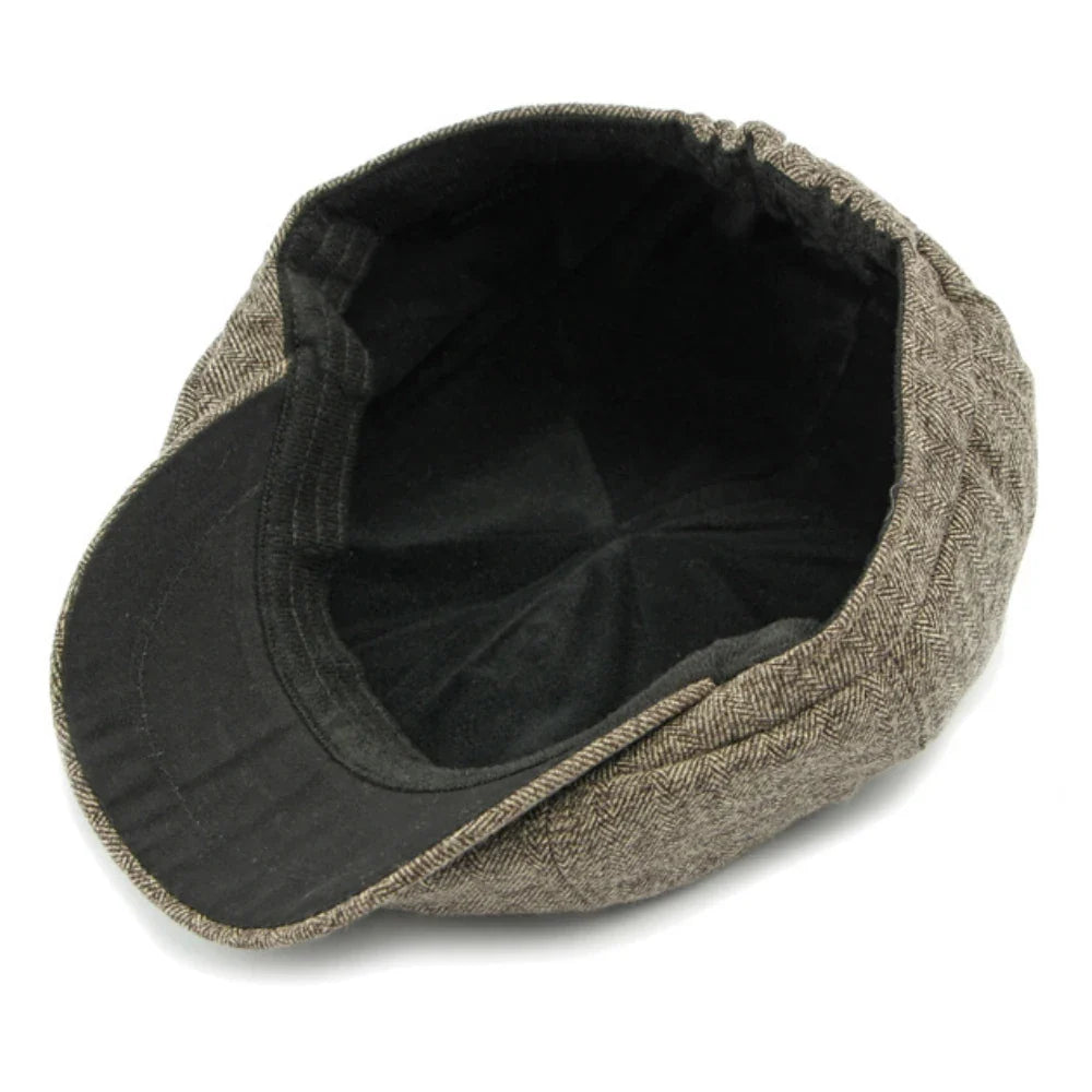 Cezanne Herringbone Cotton Newsboy Cap