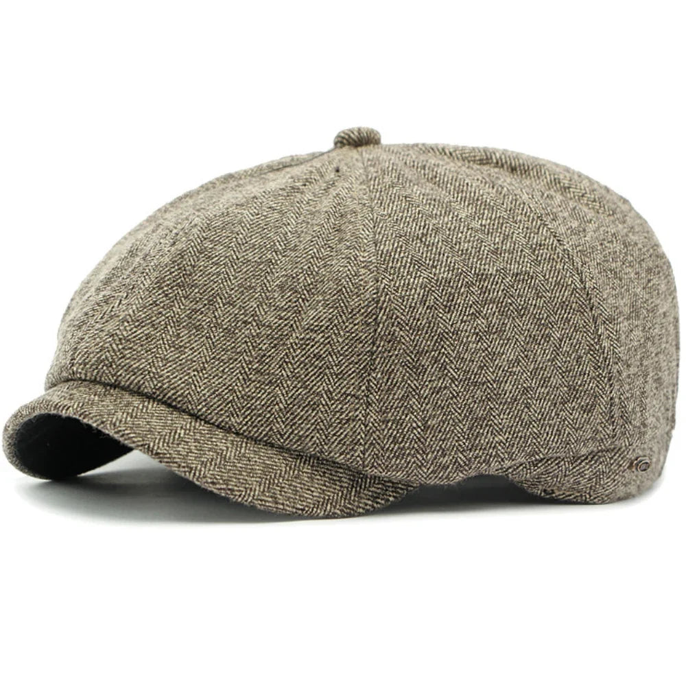 Cezanne Herringbone Cotton Newsboy Cap