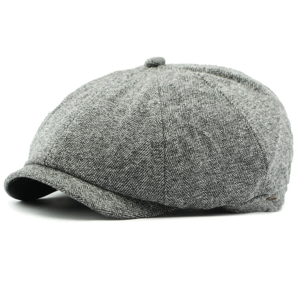 Cezanne Herringbone Cotton Newsboy Cap