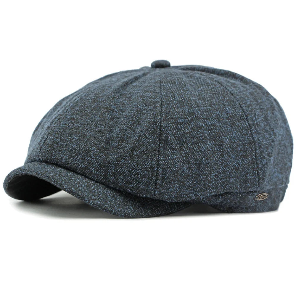 Cezanne Herringbone Cotton Newsboy Cap