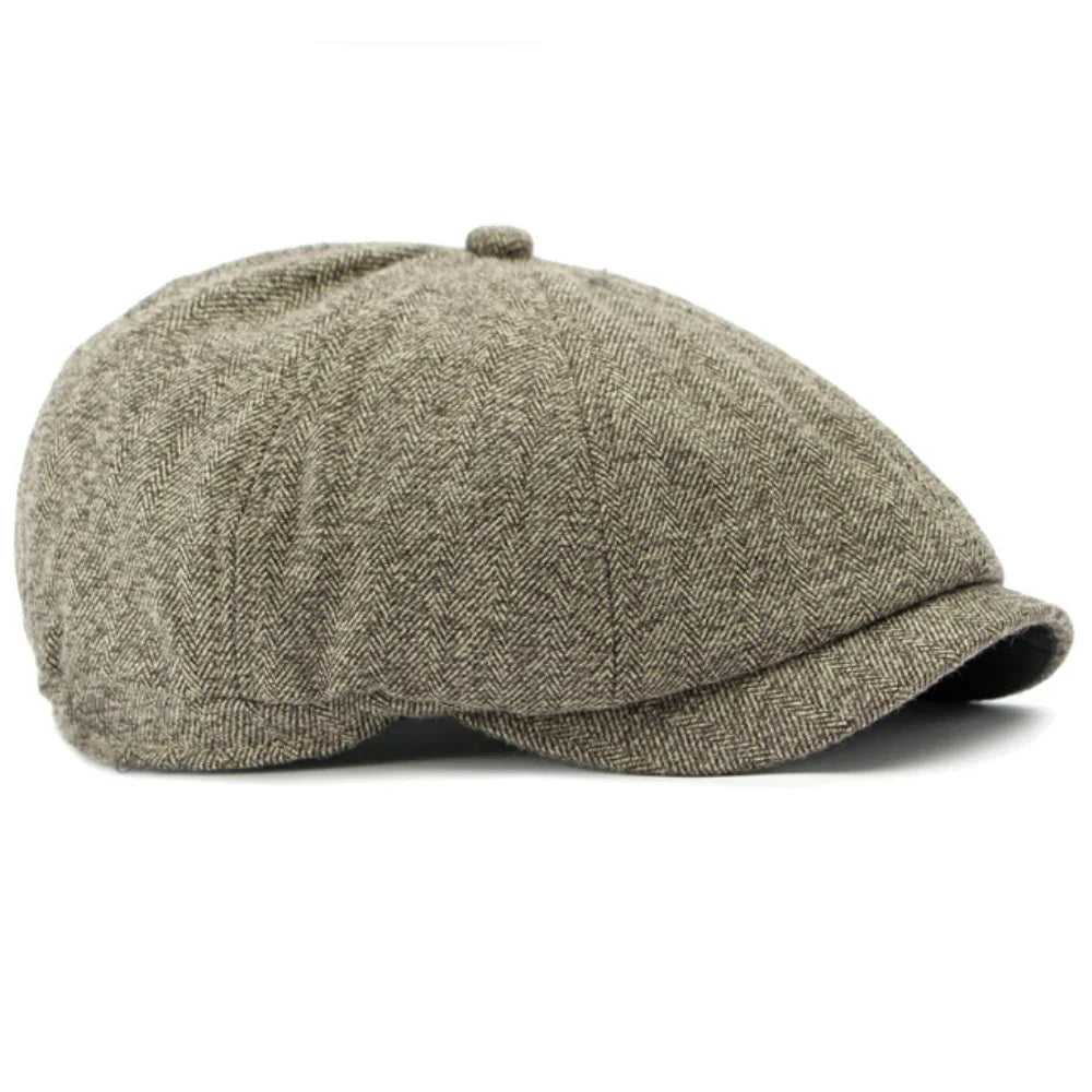 Cezanne Herringbone Cotton Newsboy Cap