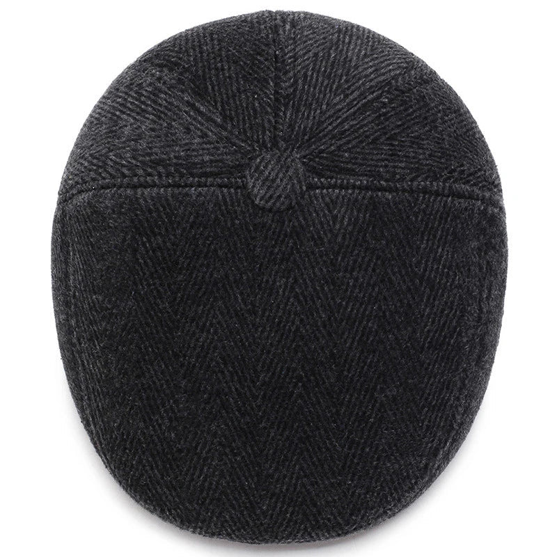 Chapman Winter Earflaps Wool Flat Cap