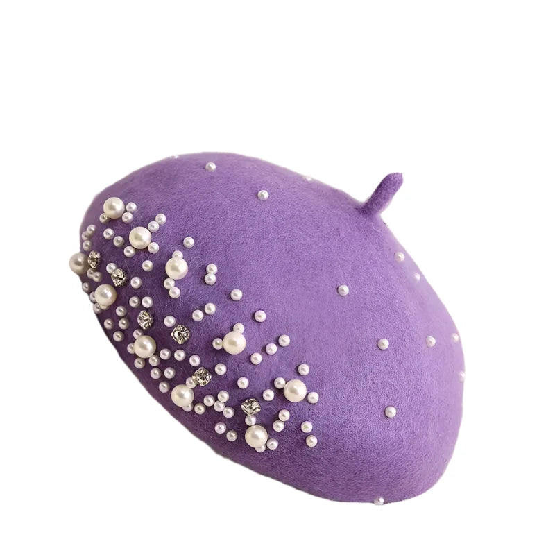Charlotte Rhinestones Wool Beret