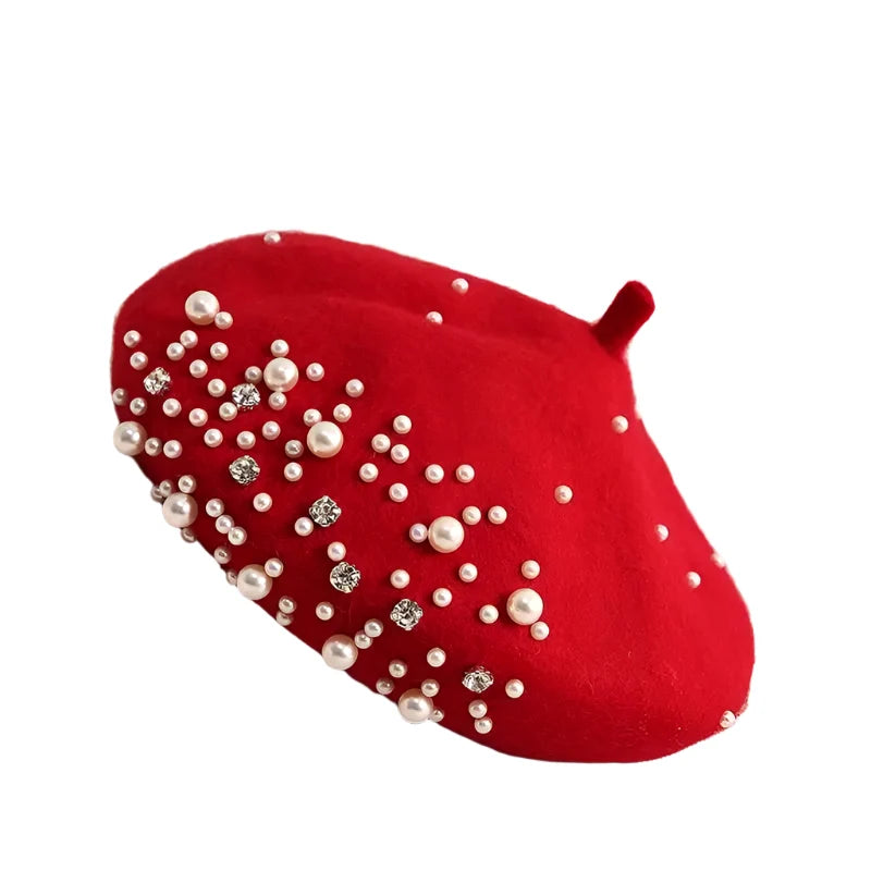 Charlotte Rhinestones Wool Beret