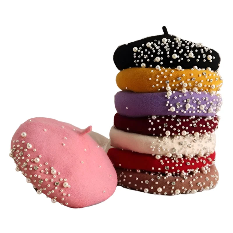 Charlotte Rhinestones Wool Beret