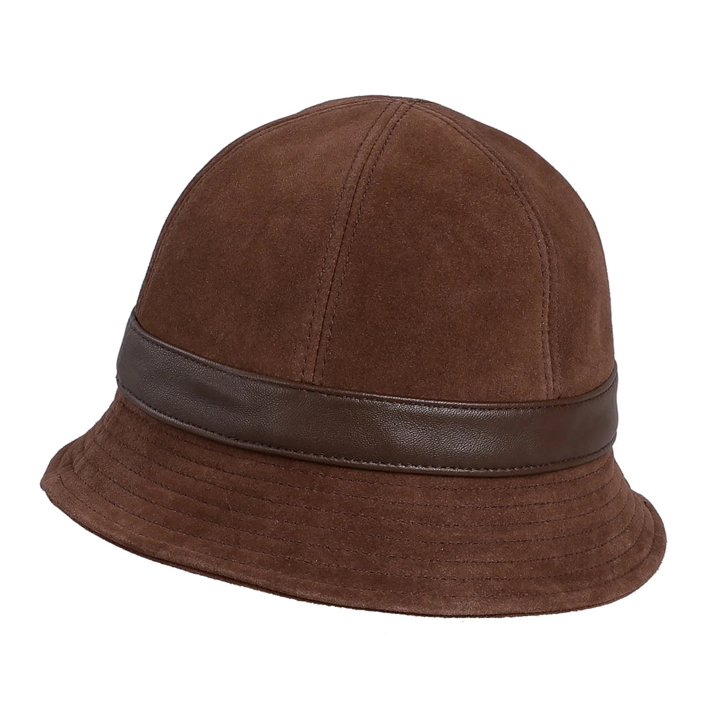 Charlotte Woman Genuine Suede Leather Cloche Hat