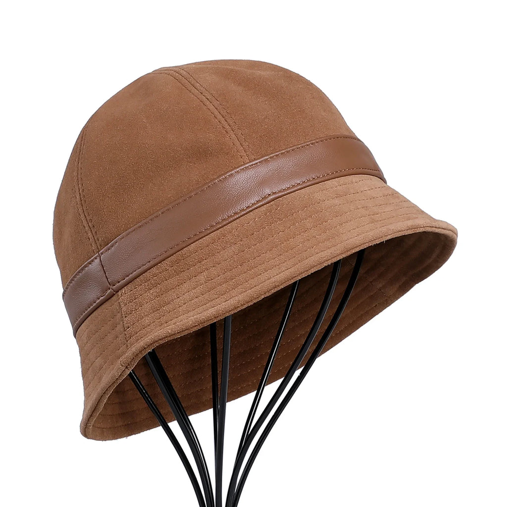 Charlotte Woman Genuine Suede Leather Cloche Hat