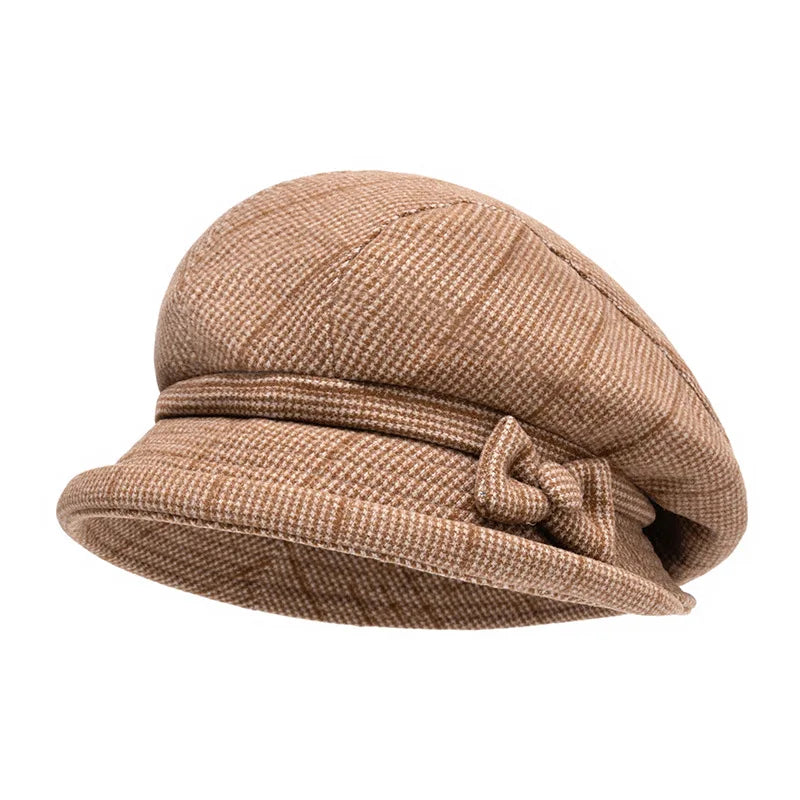 Charlotte Women Vintage Bow Plaid Beret