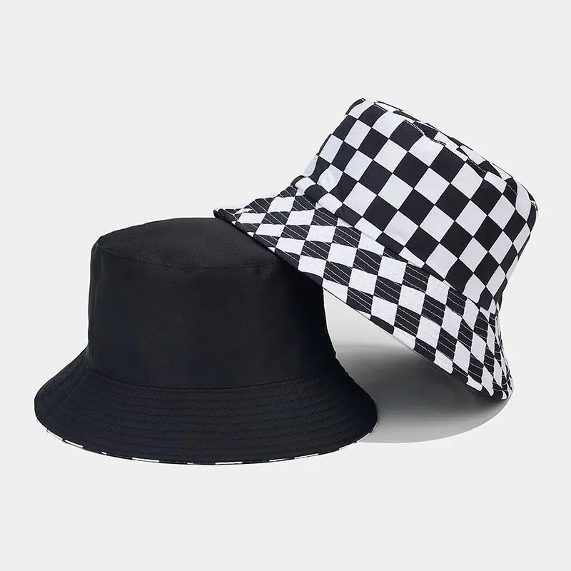 Chessboard Plaid Reversible Bucket Hat