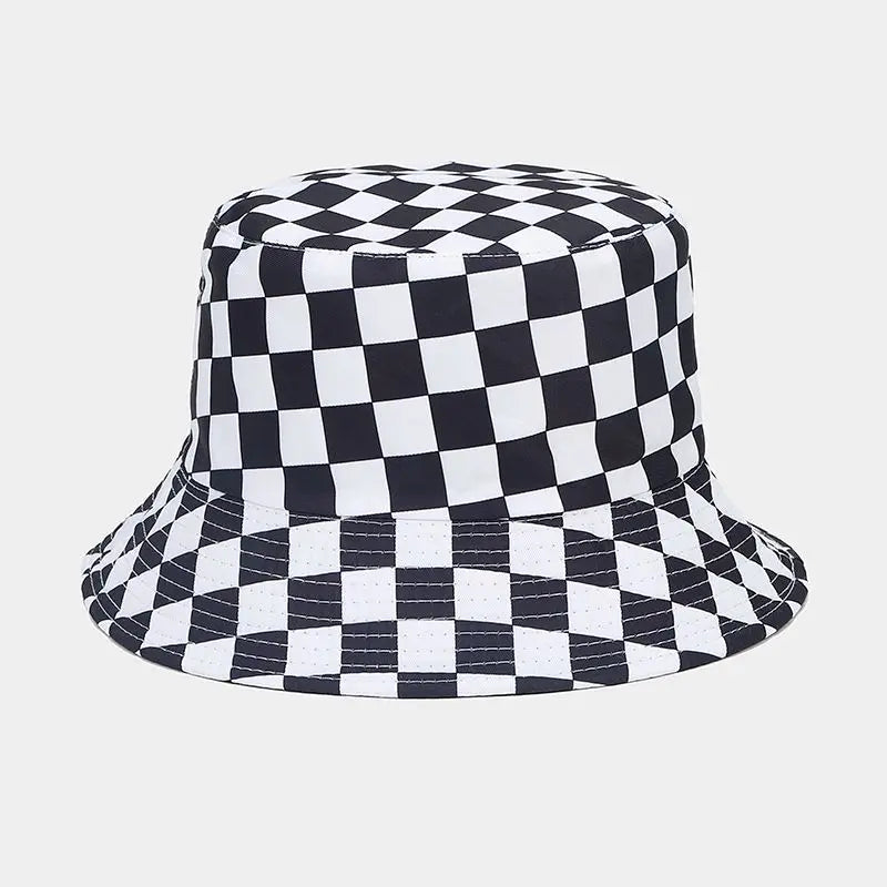 Chessboard Plaid Reversible Bucket Hat