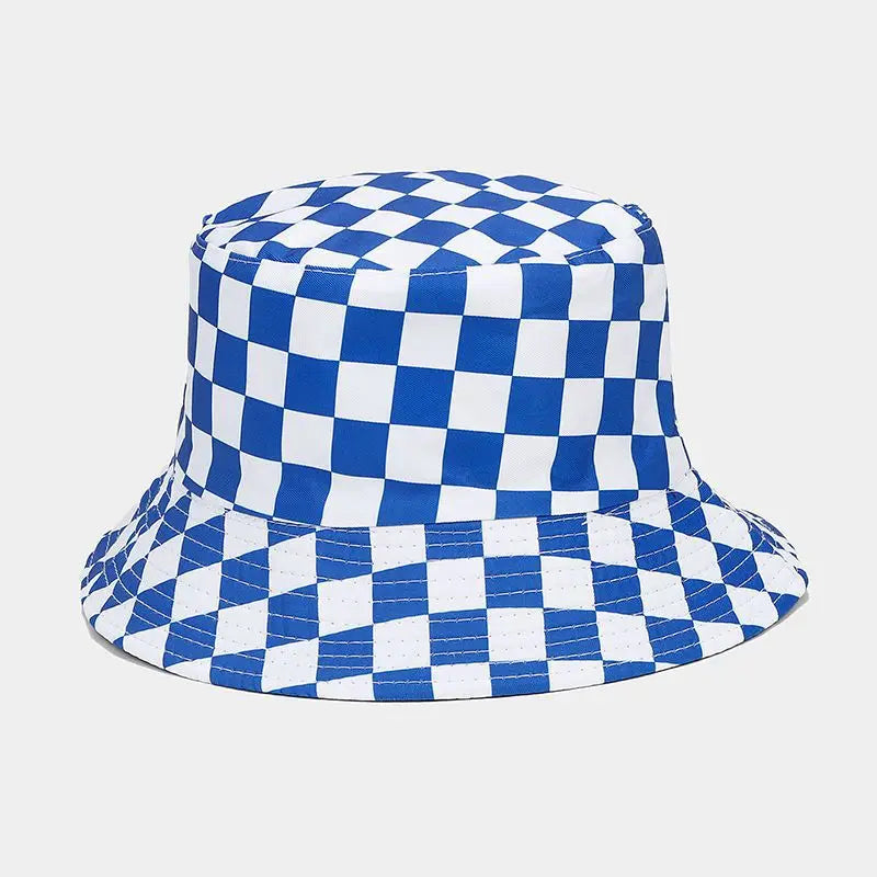 Chessboard Plaid Reversible Bucket Hat
