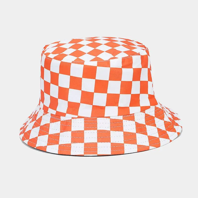 Chessboard Plaid Reversible Bucket Hat